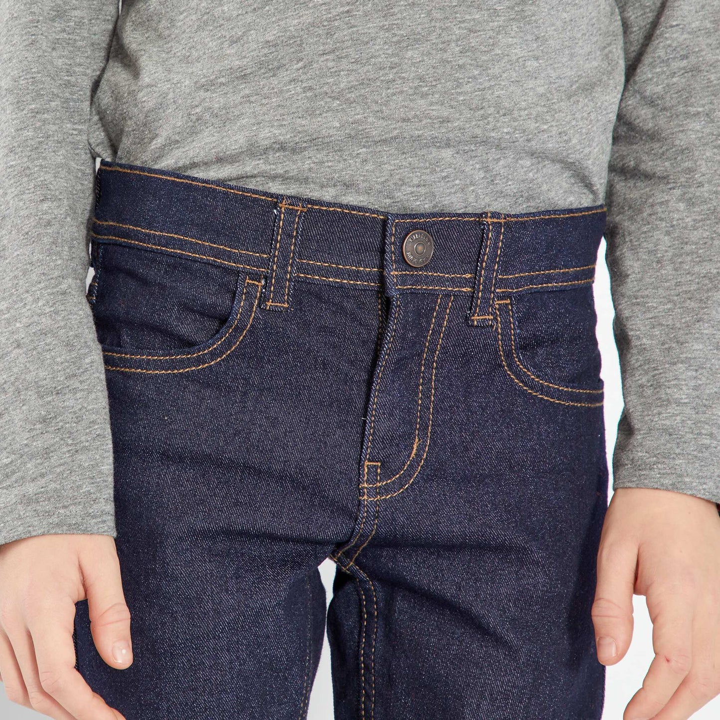 Jean skinny avec taille ajustable BLEU FONCé