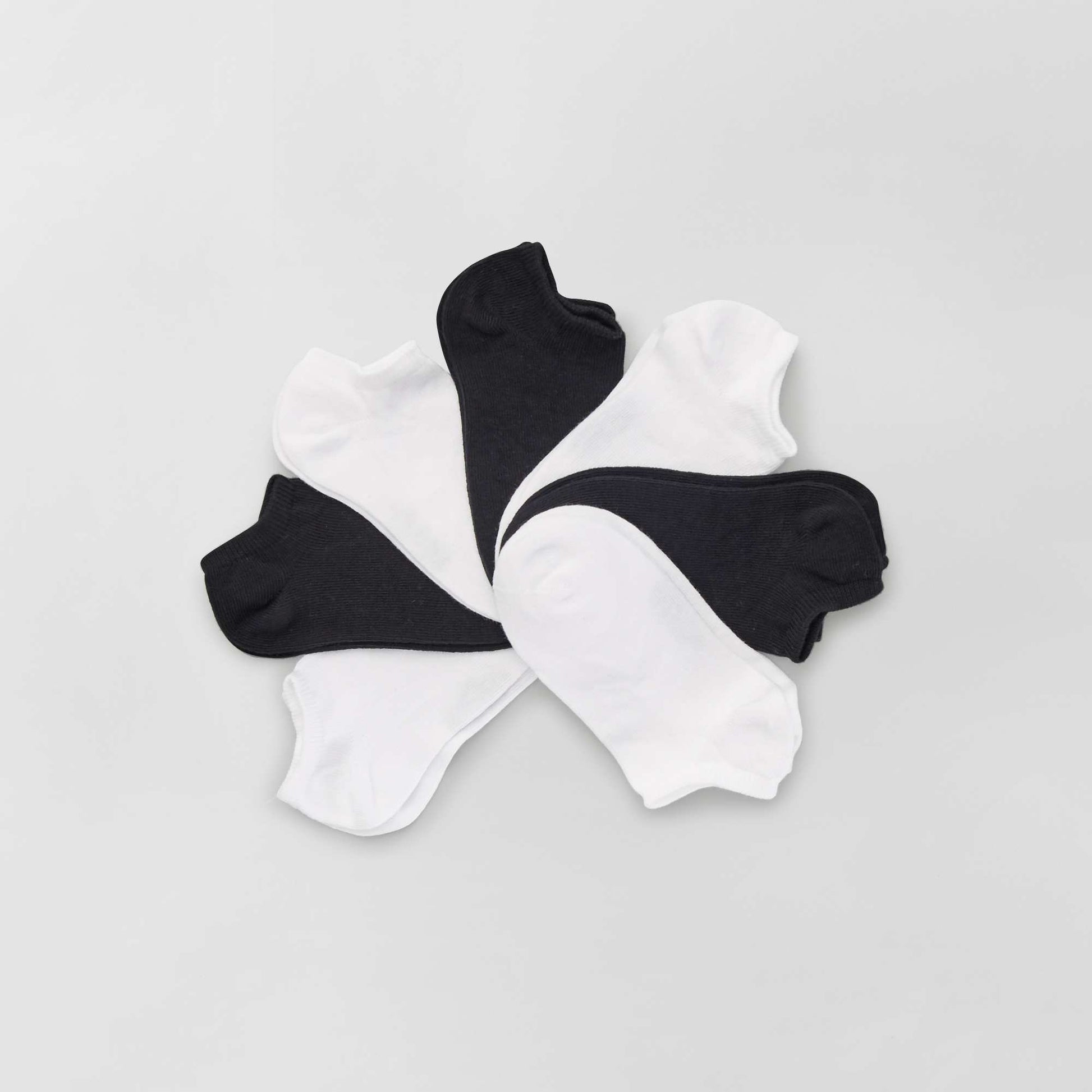 Lot de 7 paires de chaussettes invisibles BLANC/NOIR