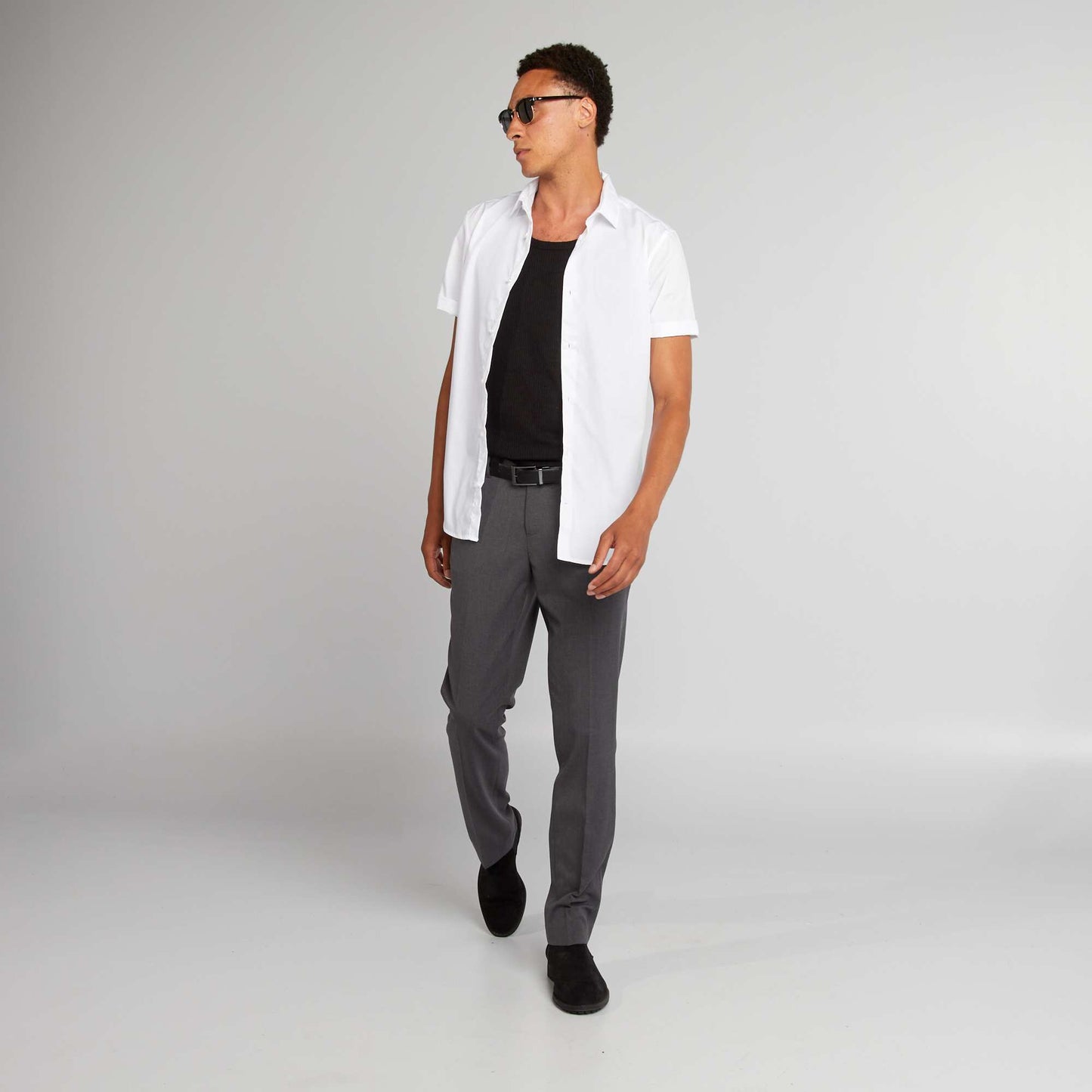 Chemise droite à manches courtes BLANC