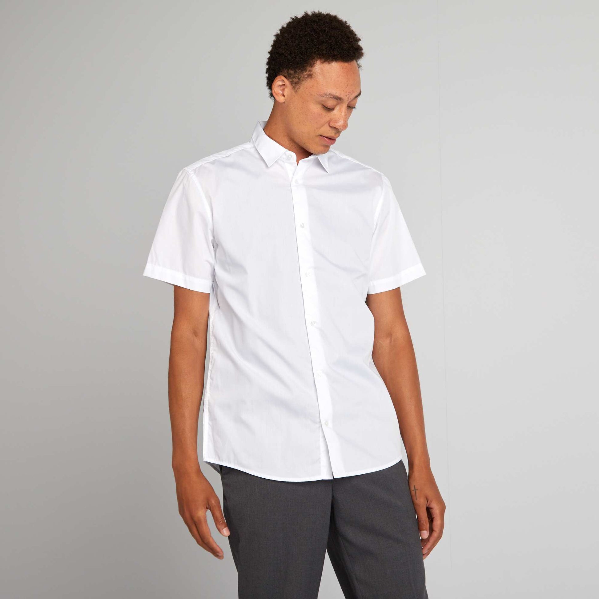 Chemise droite à manches courtes BLANC