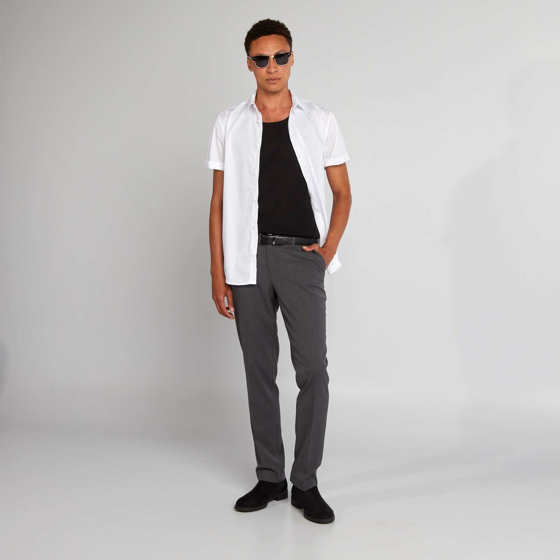 Chemise droite à manches courtes BLANC