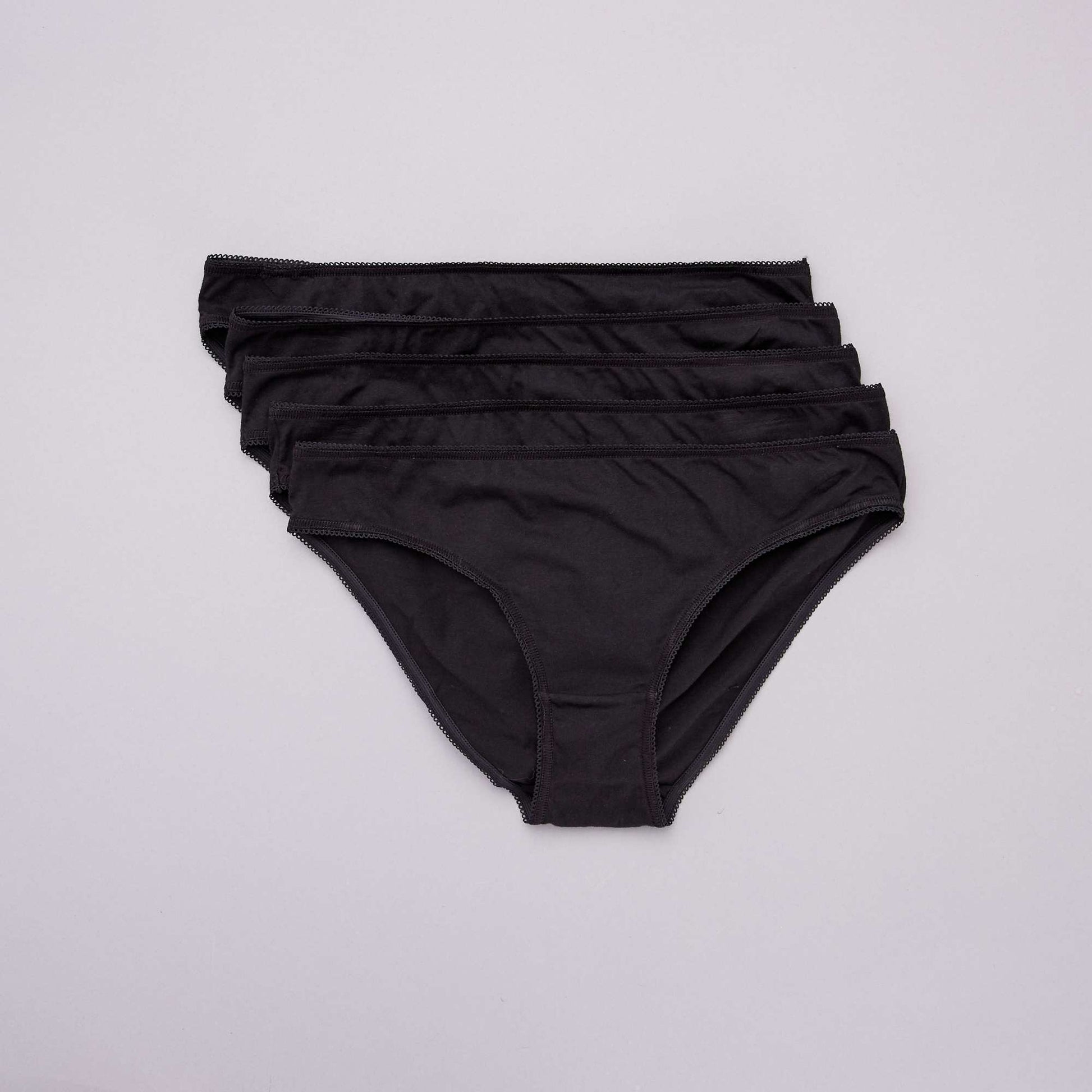 Lot de 5 culottes coton uni NOIR