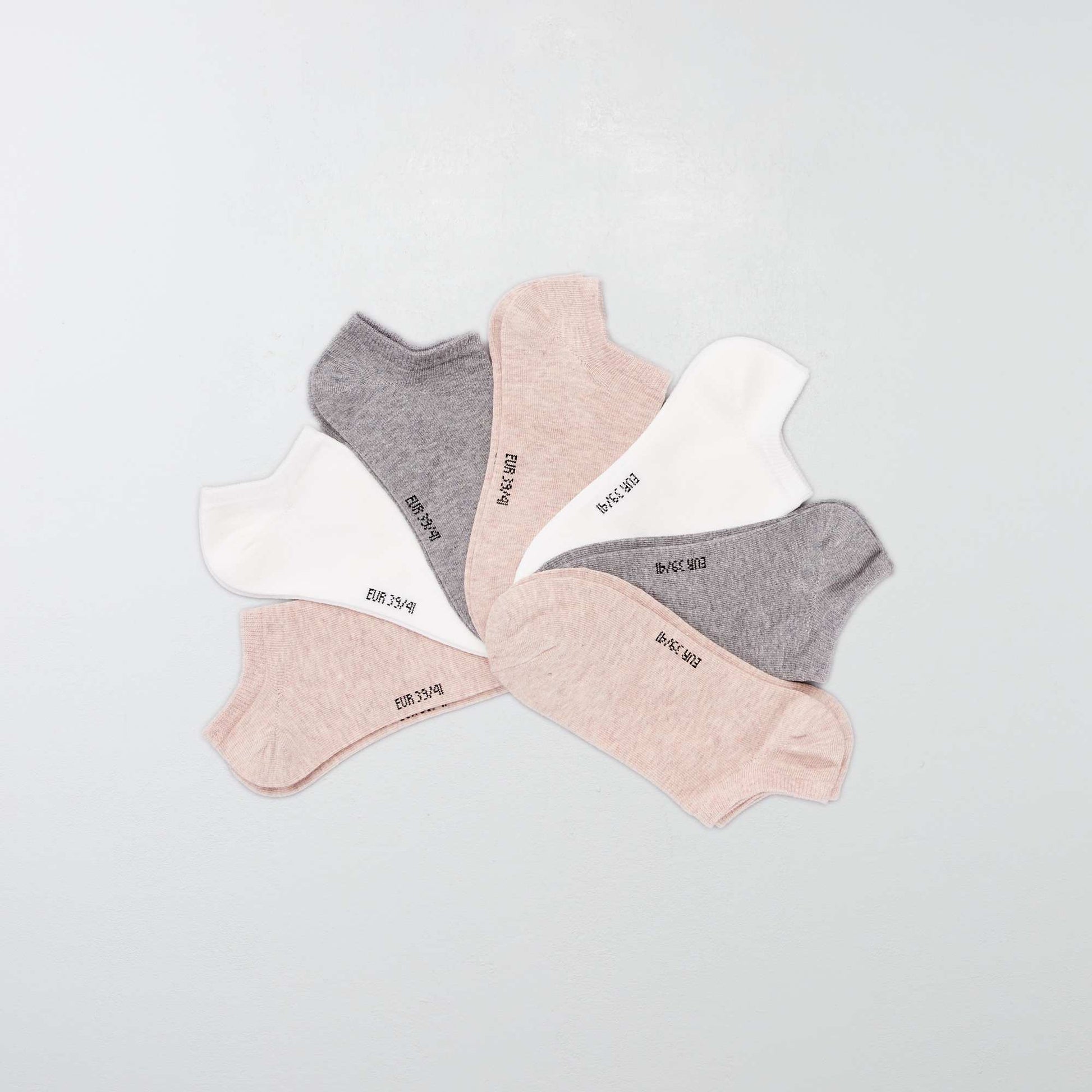 Lot de 7 paires de chaussettes invisibles ROSE/GRIS/BLANC
