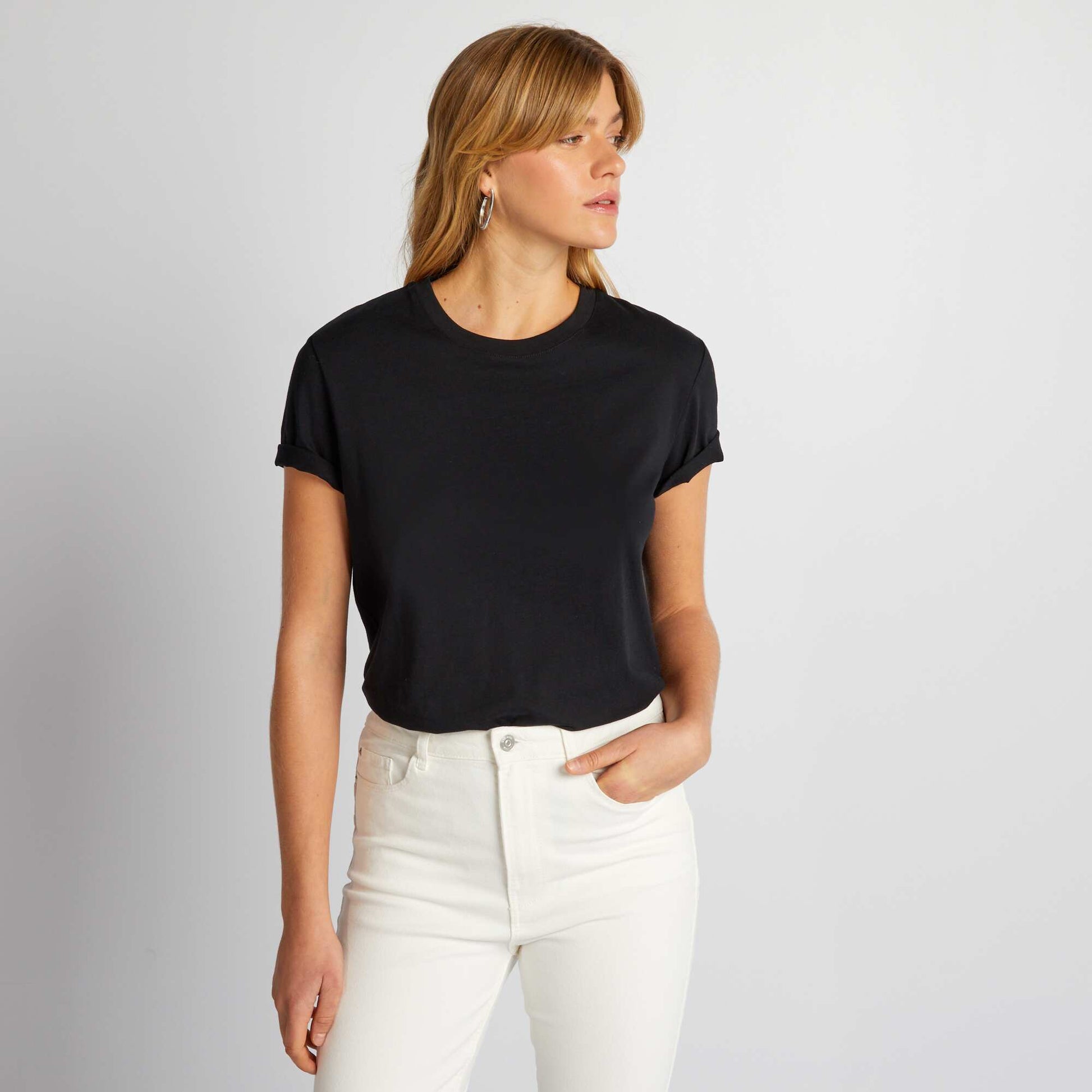 T-shirt uni en jersey NOIR
