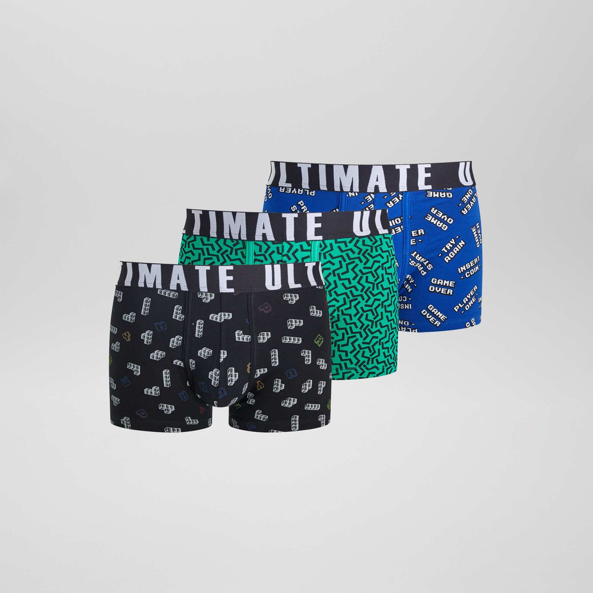 Lot de 3 boxers fantaisie NOIR/VERT
