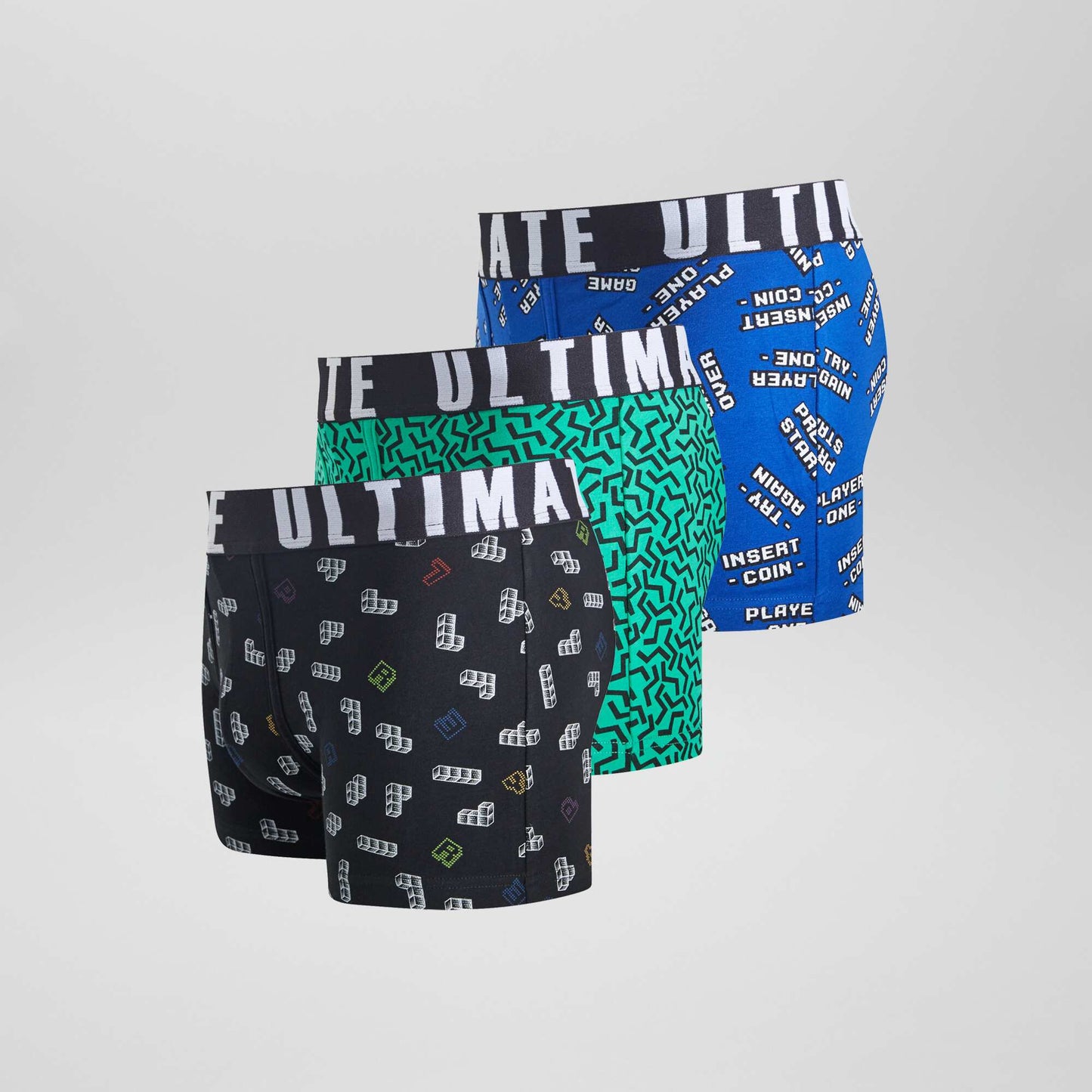 Lot de 3 boxers fantaisie NOIR/VERT