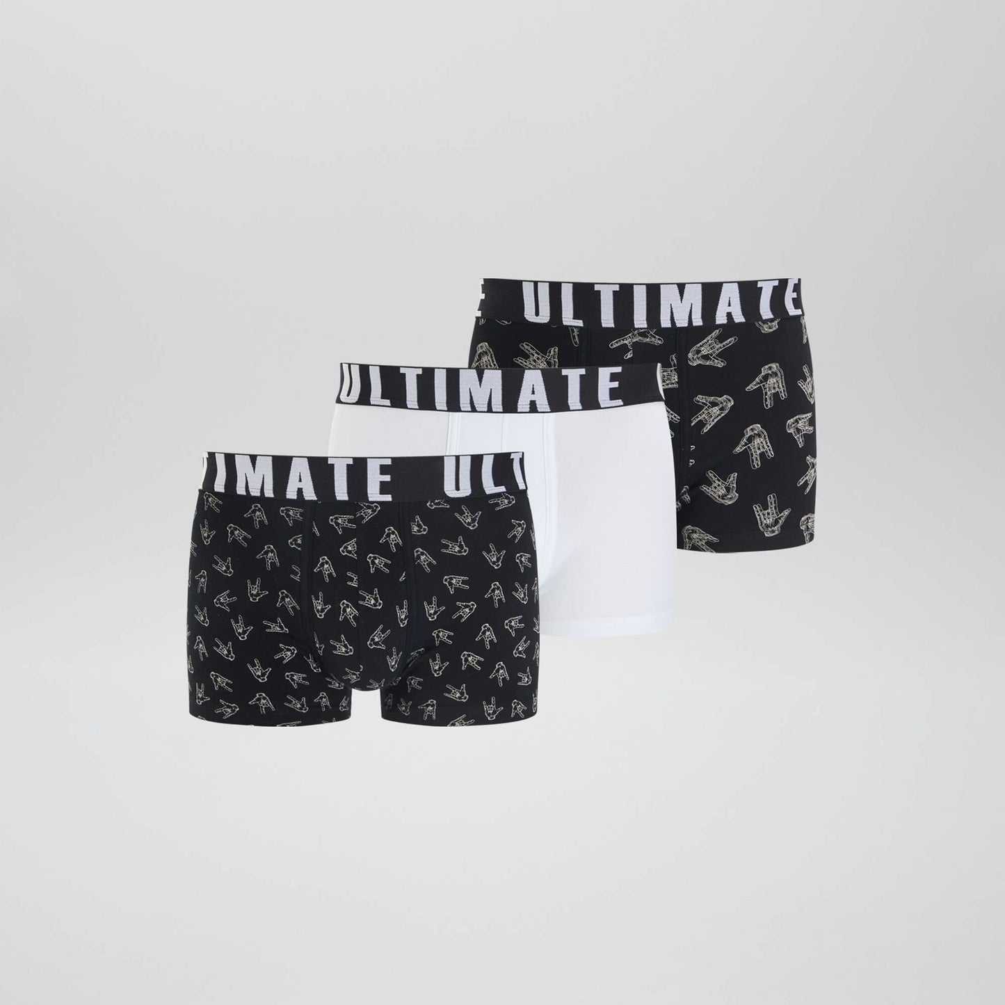 Lot de 3 boxers fantaisie NOIR/BLANC