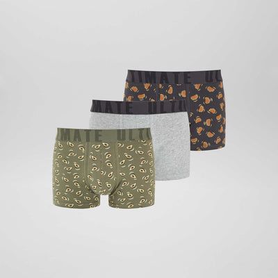 Lot de 3 boxers fantaisie VERT/GRIS
