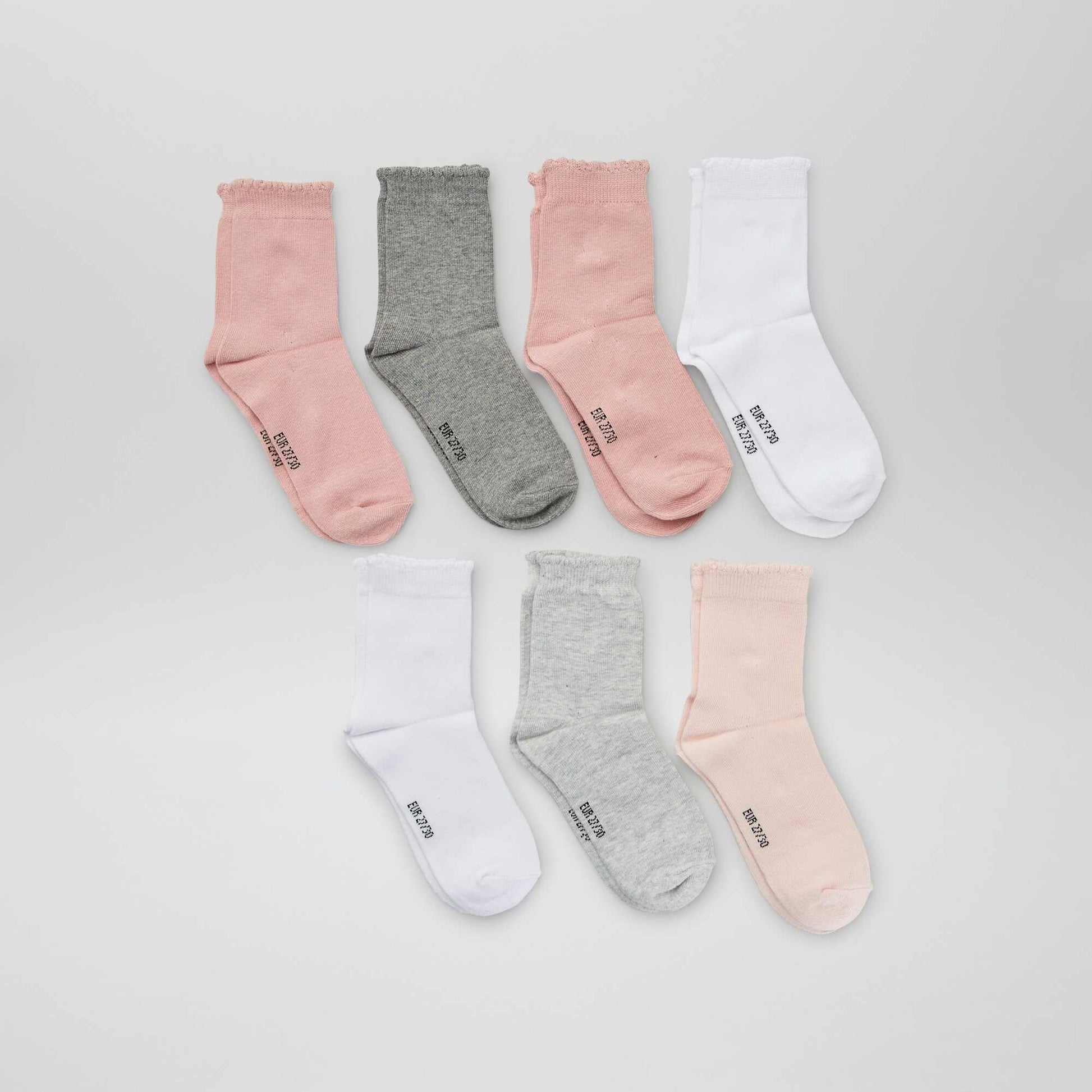 Lot de 7 paires de chaussettes ROSE/GRIS/BLANC