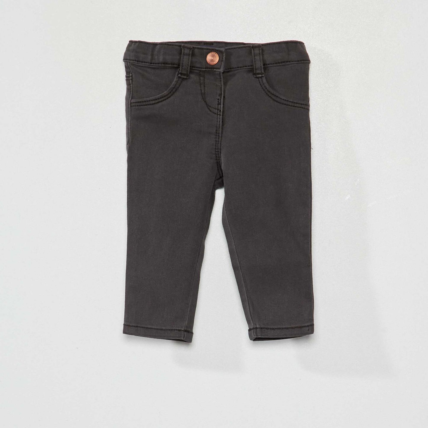 Jean slim stretch à taille ajustable NOIR