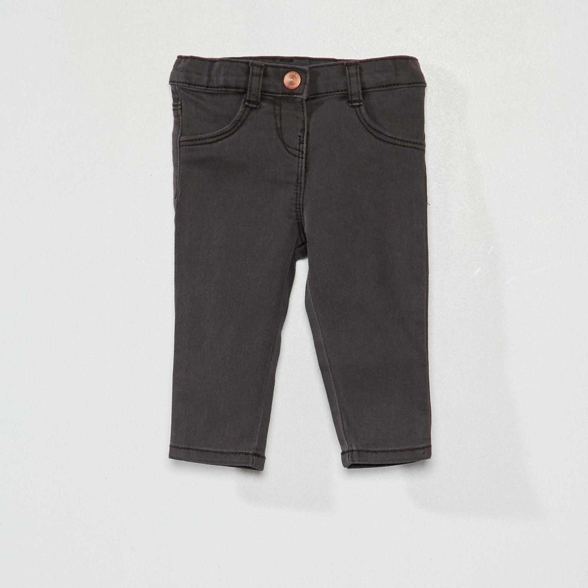 Jean slim stretch à taille ajustable NOIR