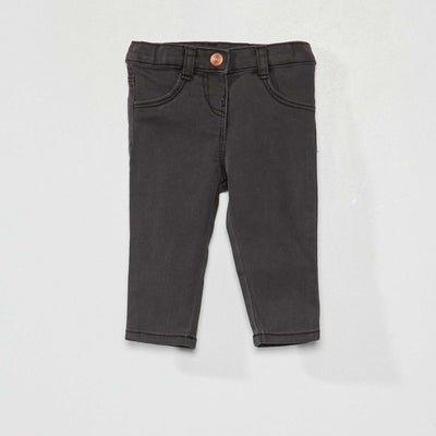 Jean slim stretch à taille ajustable NOIR