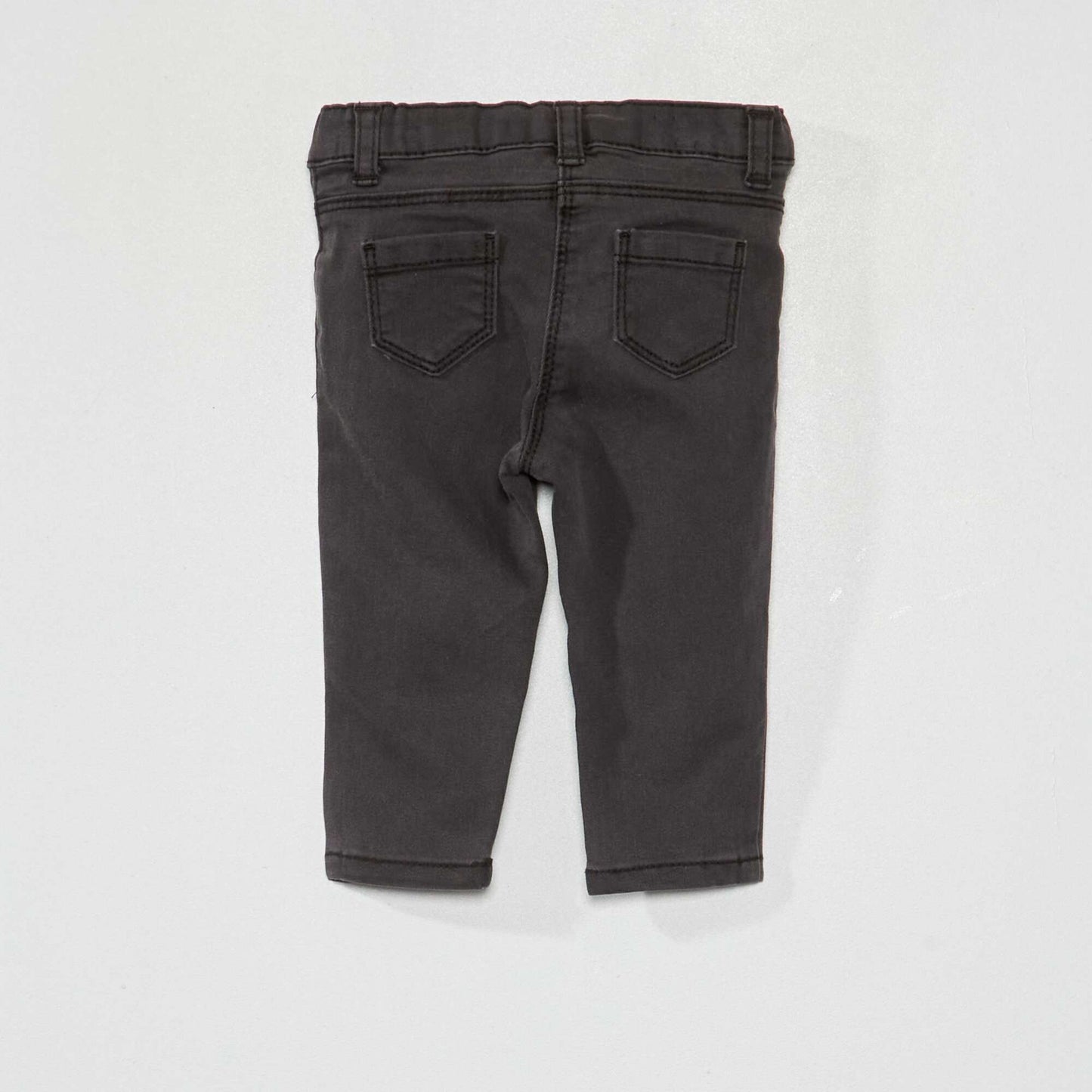 Jean slim stretch à taille ajustable NOIR