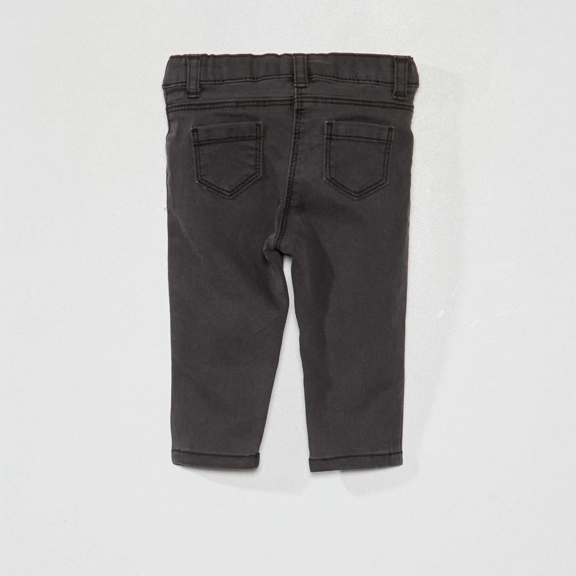 Jean slim stretch à taille ajustable NOIR