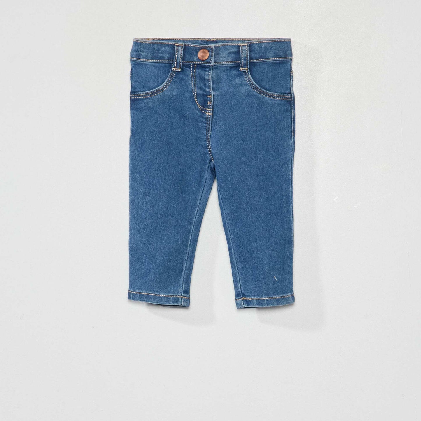 Jean slim stretch à taille ajustable BLEU