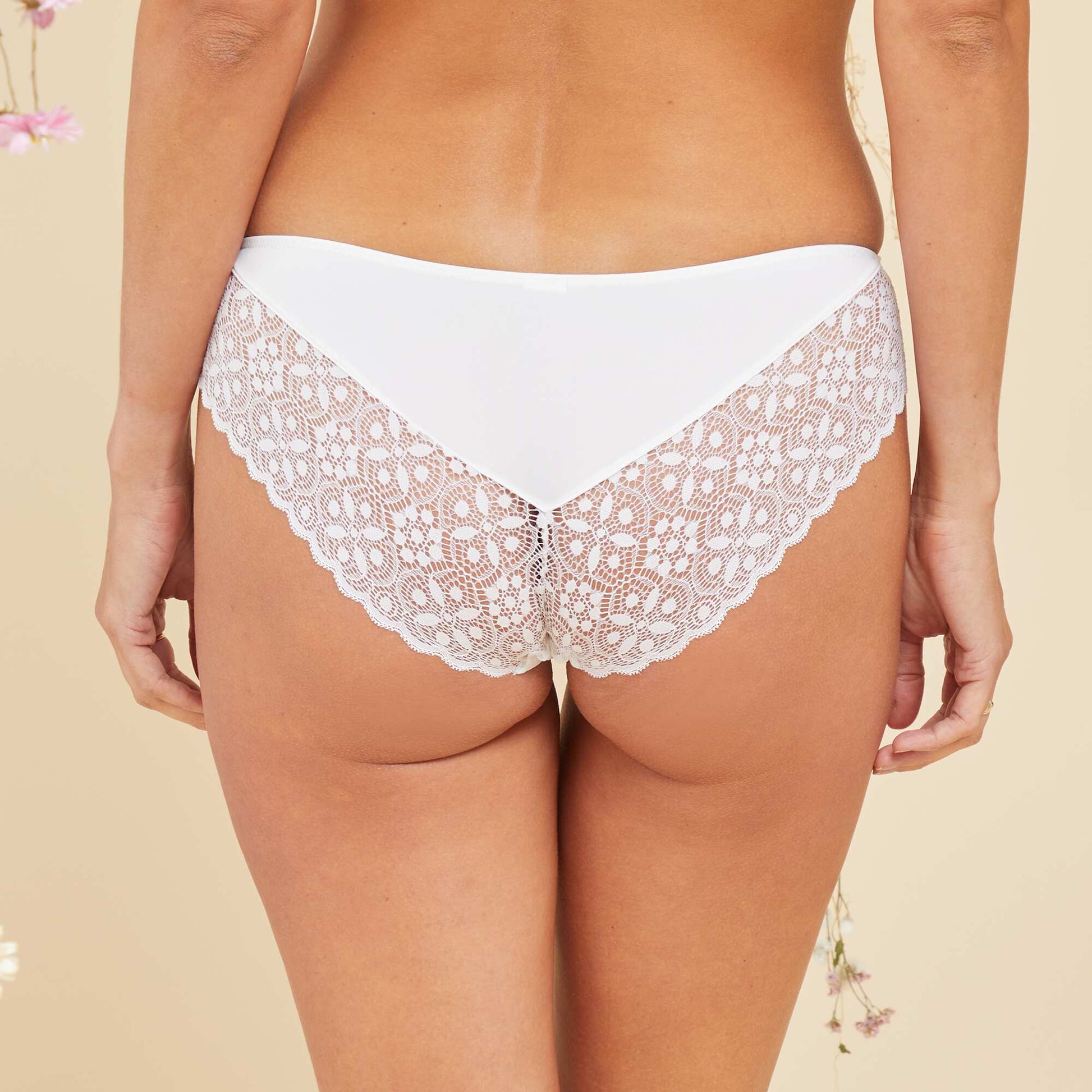 Culotte micro et dentelle - Octobre Rose BLANC