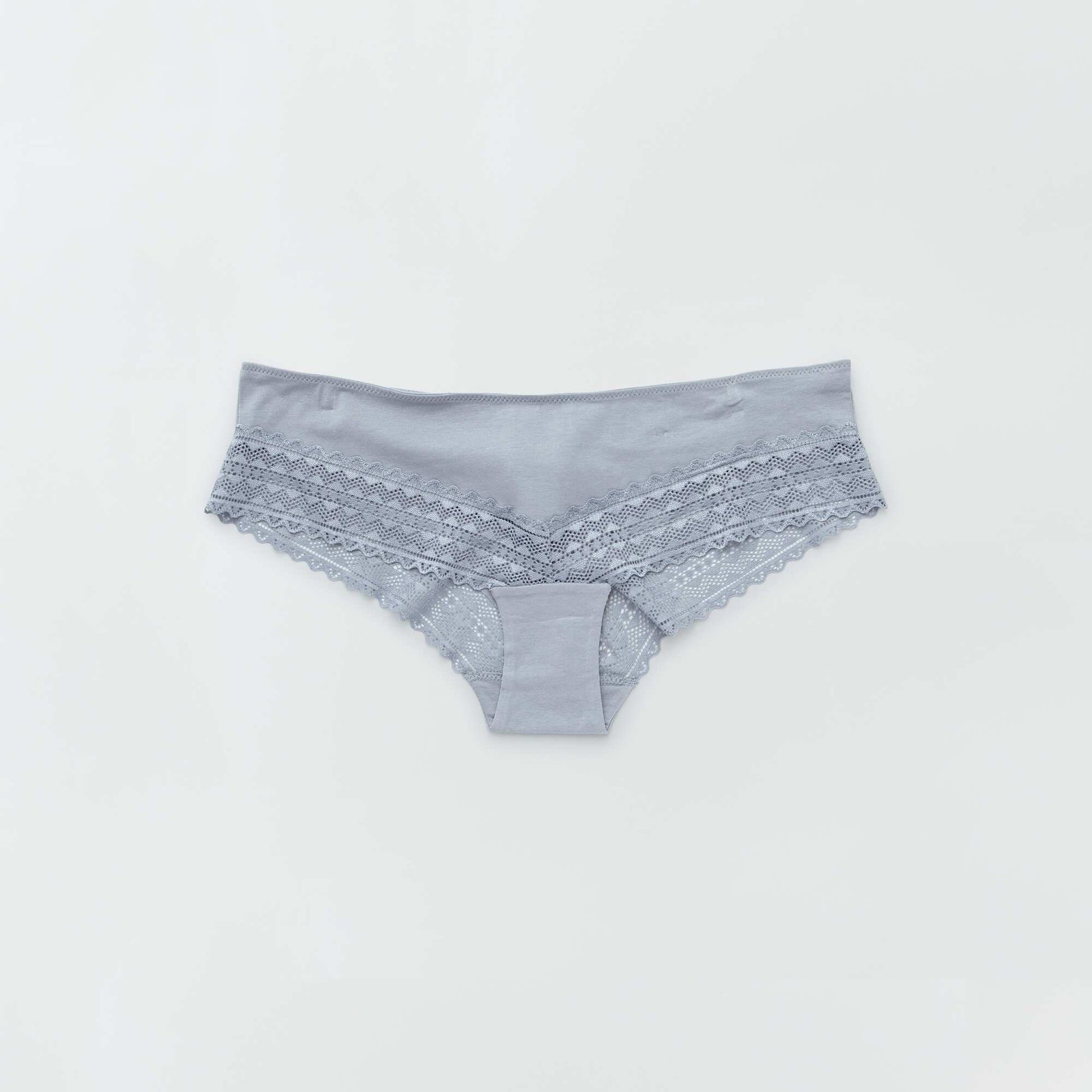 Lot de 3 shorty avec dentelle BLEU GRISé/BLANC/GRIS FONCé