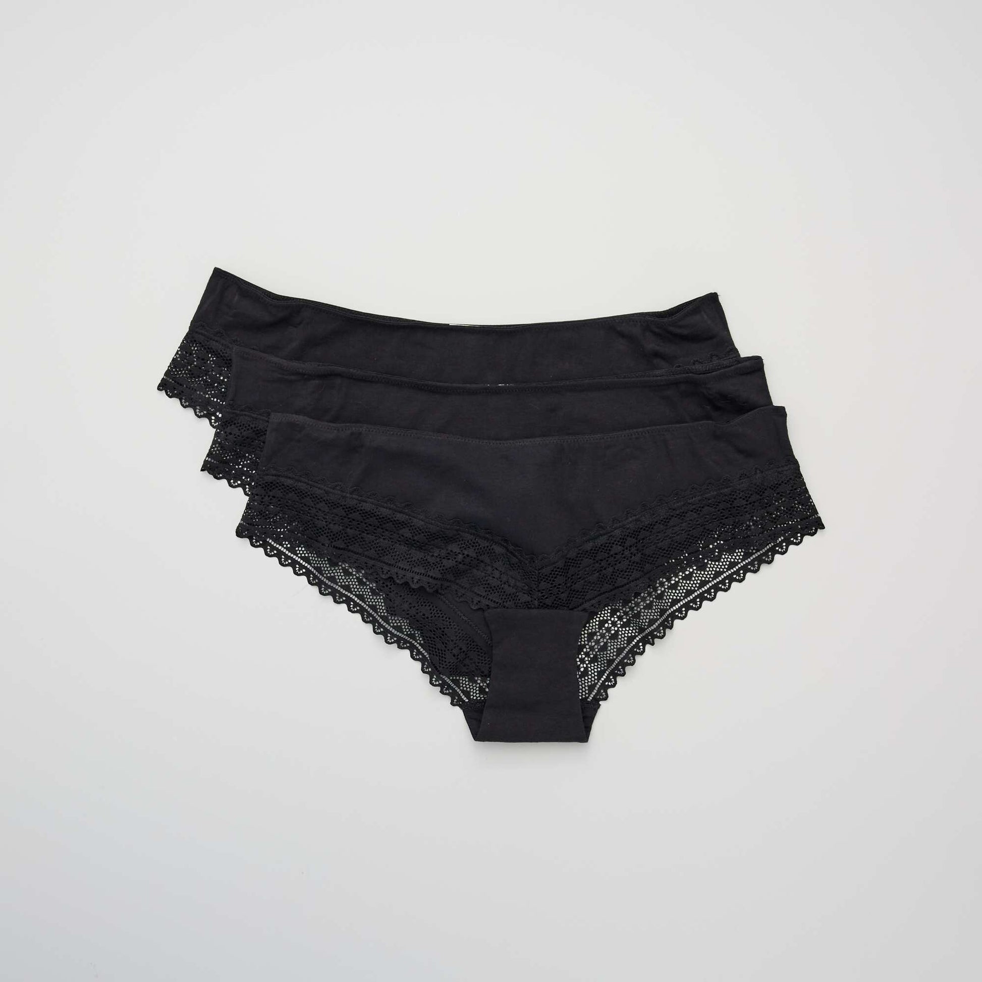 Lot de 3 shorty avec dentelle NOIR