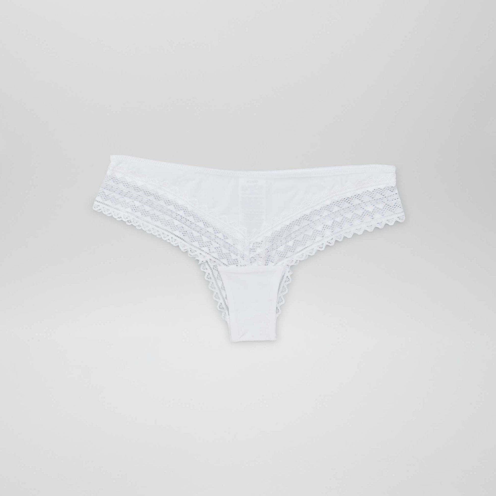 Lot de 3 tangas coton et dentelle BLANC/GRIS