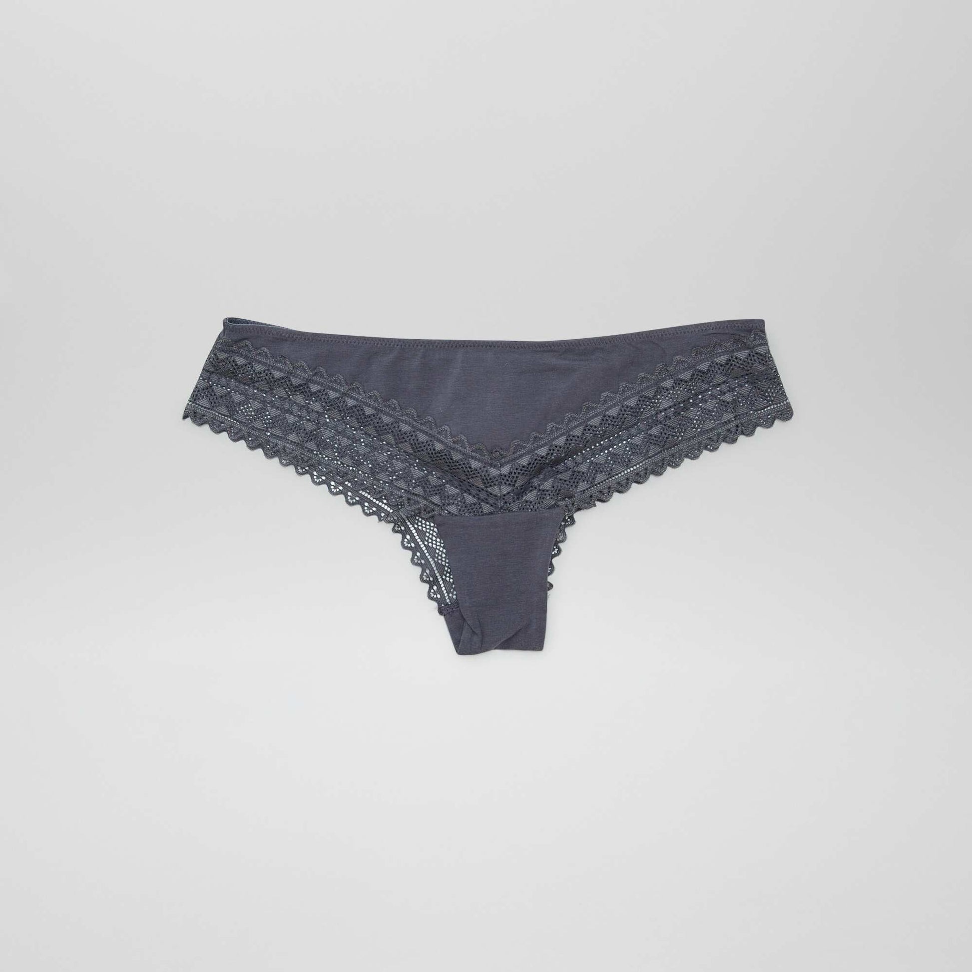Lot de 3 tangas coton et dentelle BLANC/GRIS