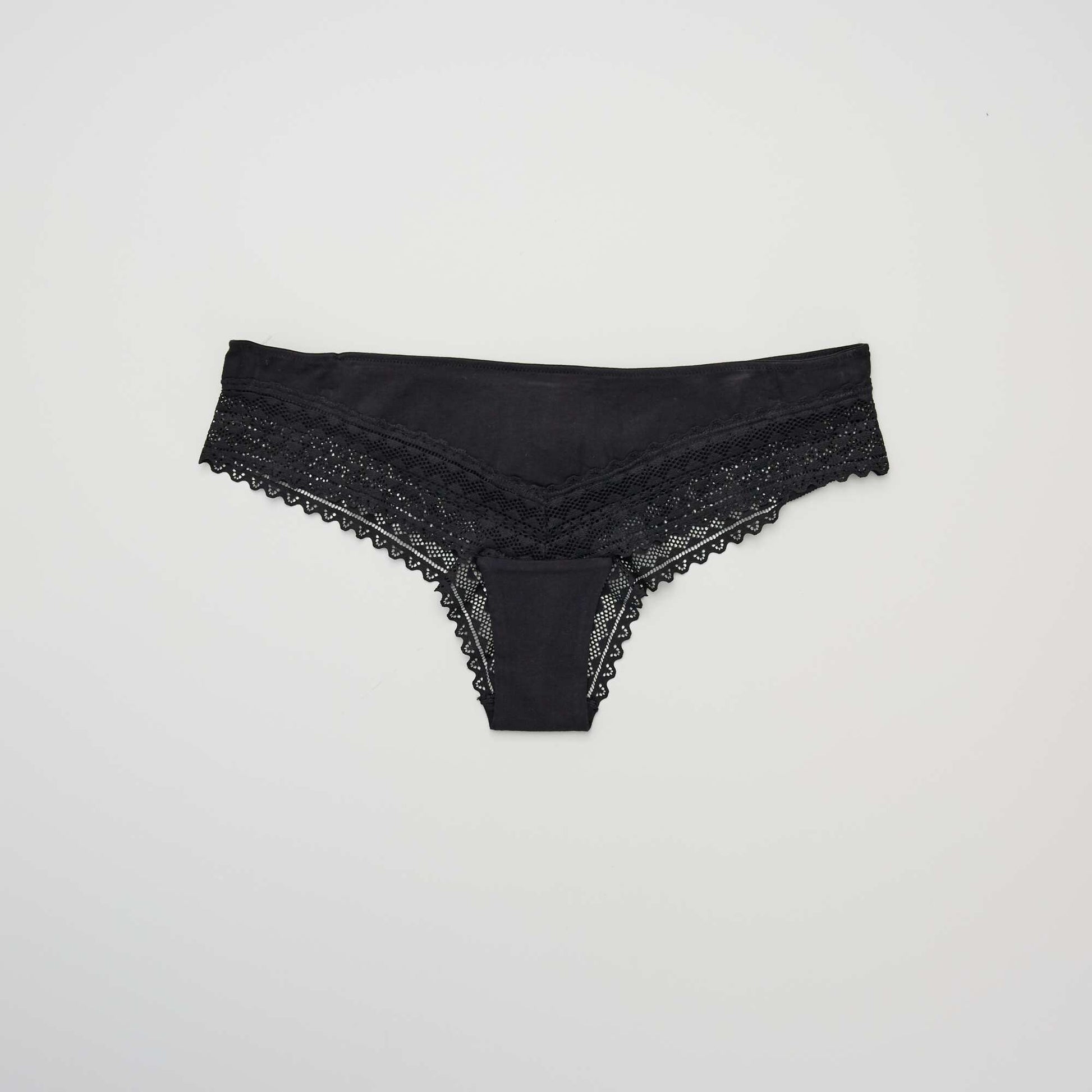 Lot de 3 tangas coton et dentelle NOIR