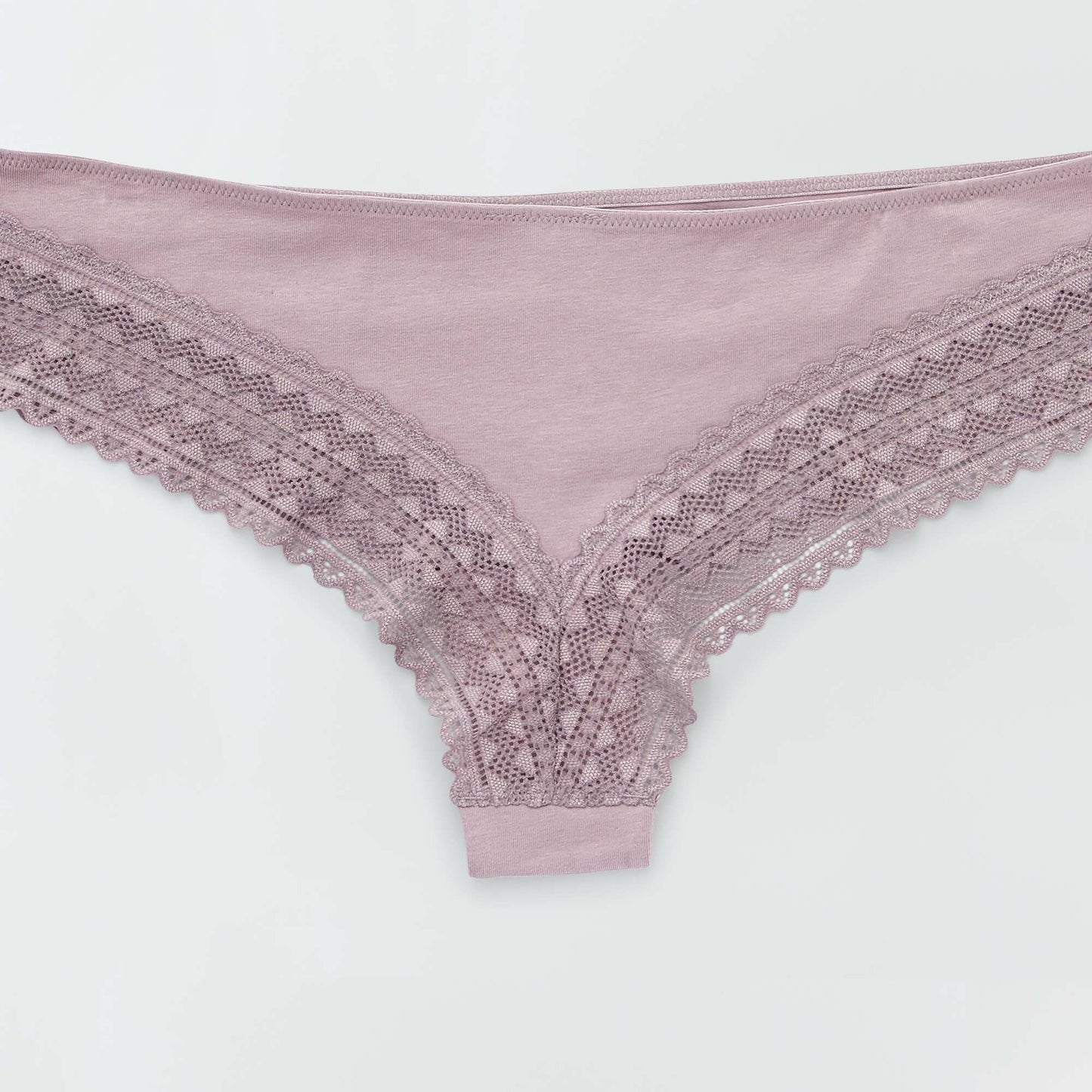 Lot de 3 tangas coton et dentelle ROSE GRISé/éCRU/VERT