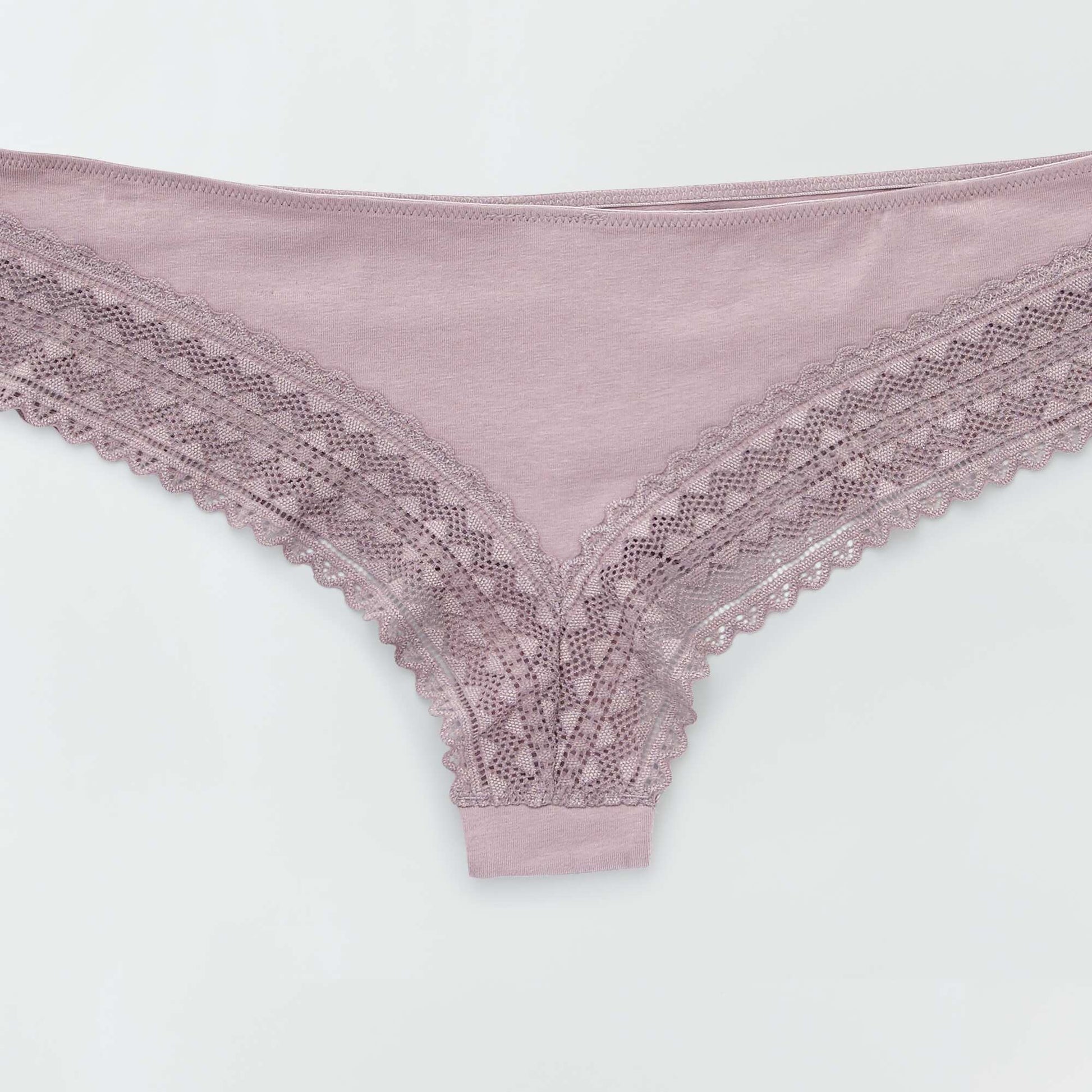 Lot de 3 tangas coton et dentelle ROSE GRISé/éCRU/VERT