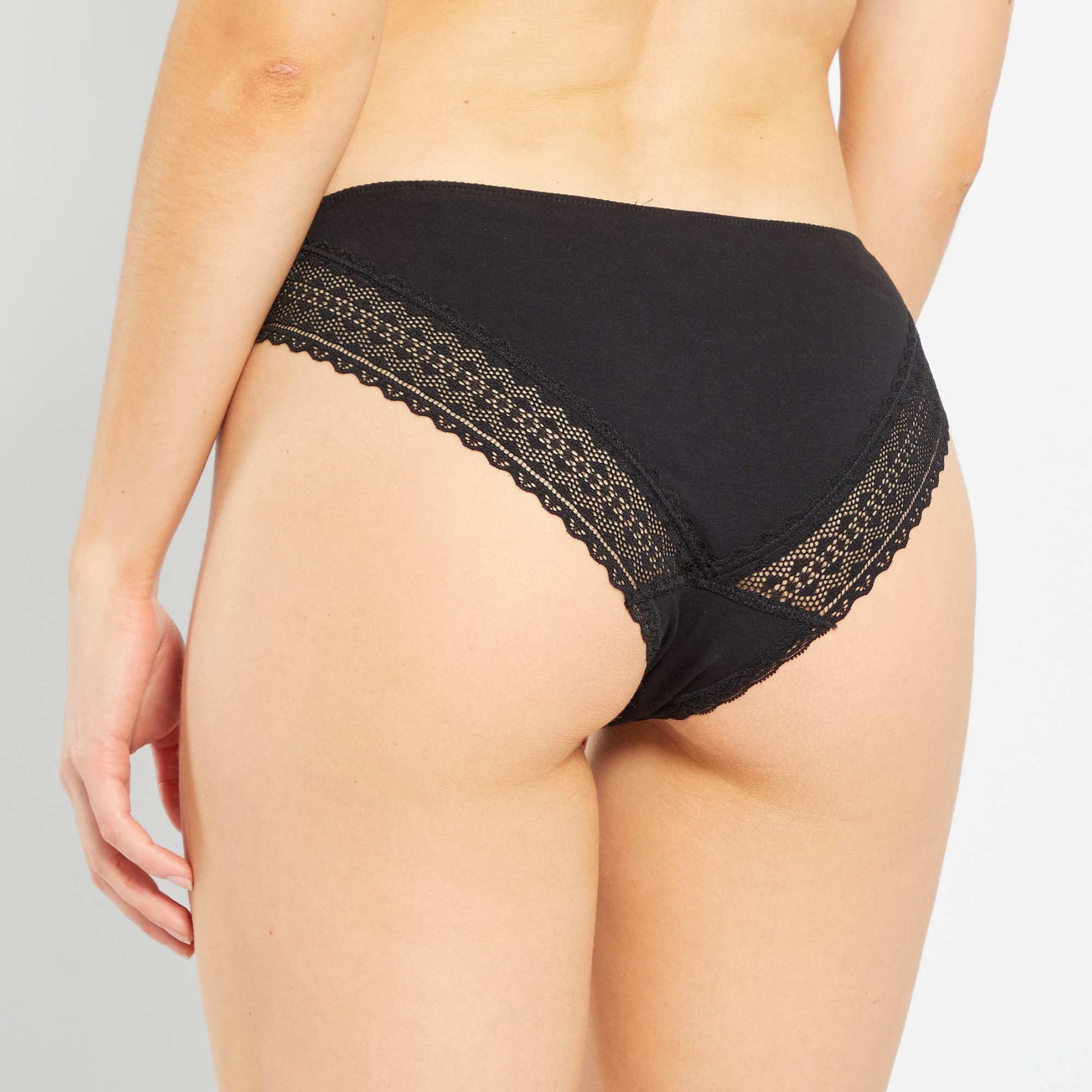Lot de 3 culottes coton dentelle NOIR