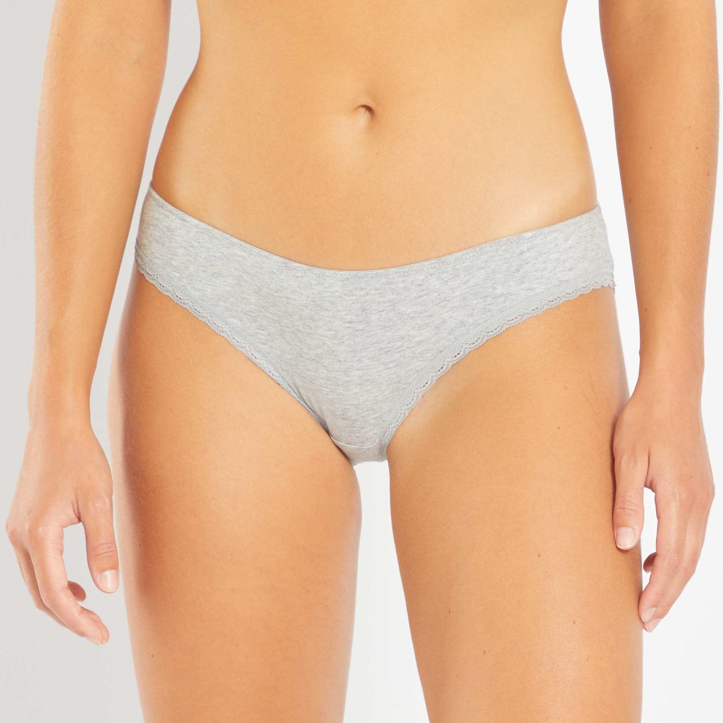 Lot de 3 culottes coton dentelle GRIS/BLANC/NOIR