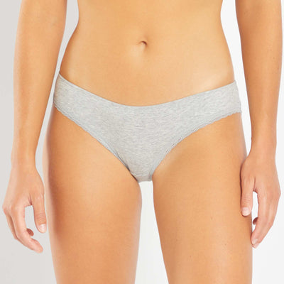 Lot de 3 culottes coton dentelle GRIS/BLANC/NOIR