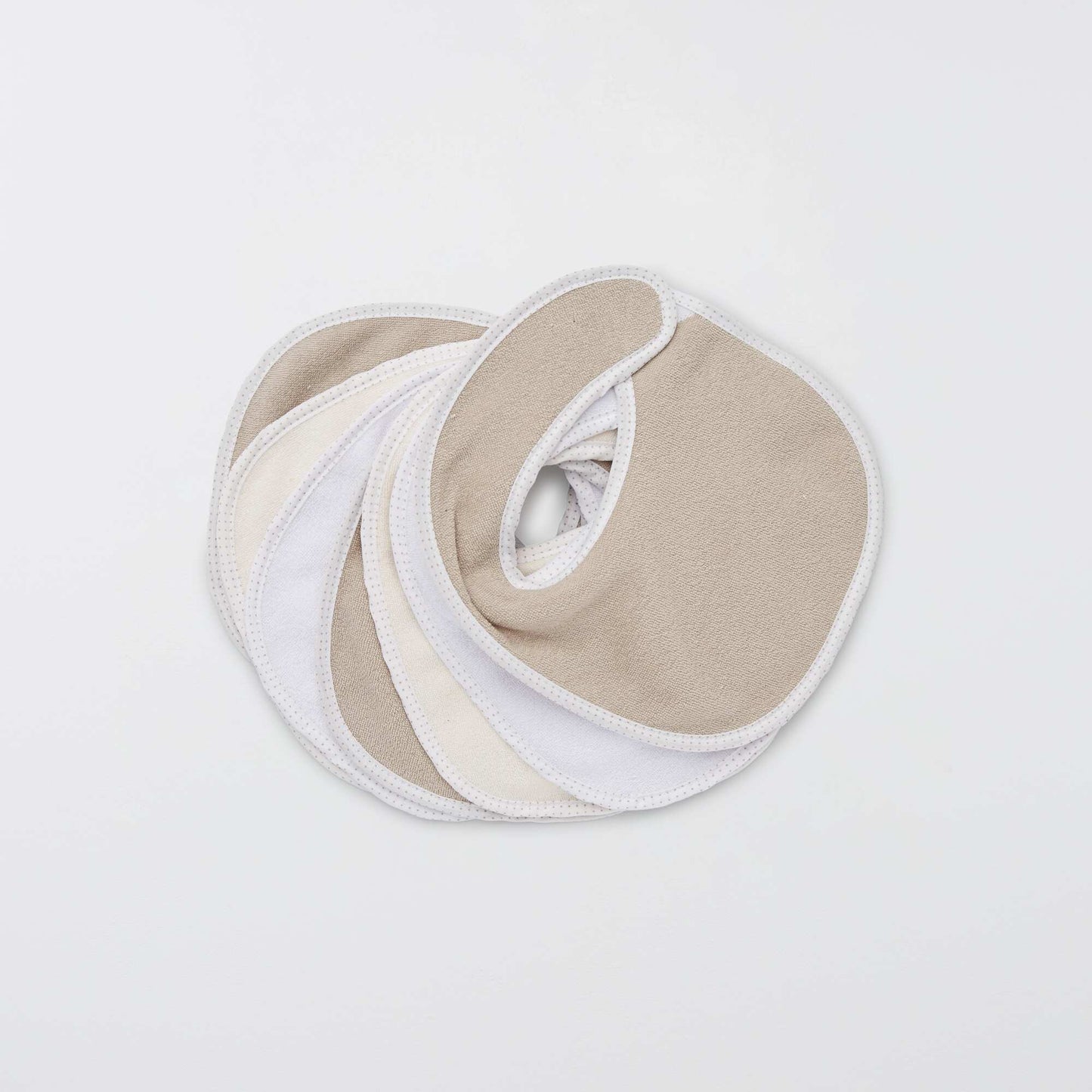 Lot de 7 bavoirs éponge à scratch BEIGE