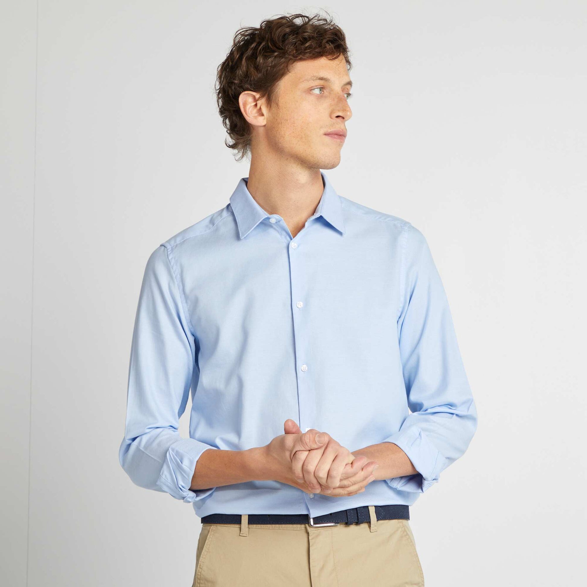Chemise droite unie BLEU CIEL