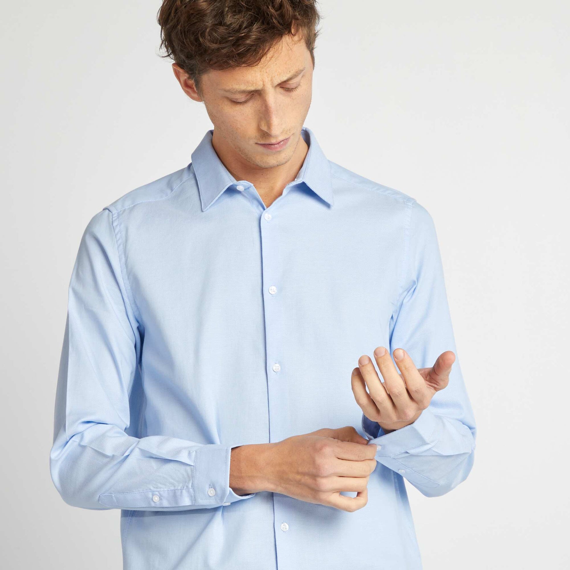 Chemise droite unie BLEU CIEL