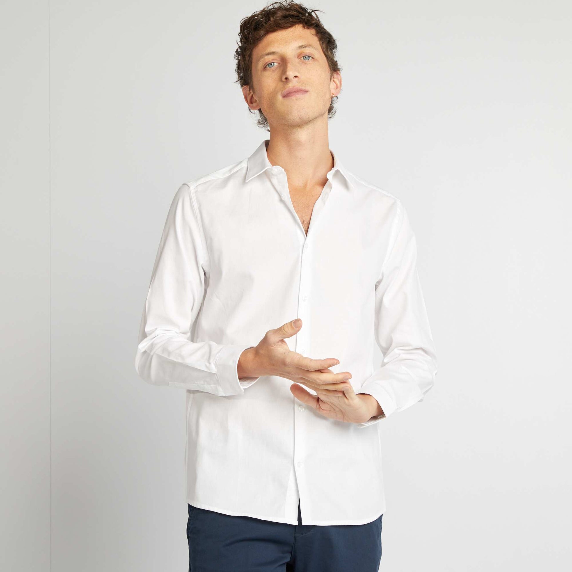 Chemise droite unie BLANC