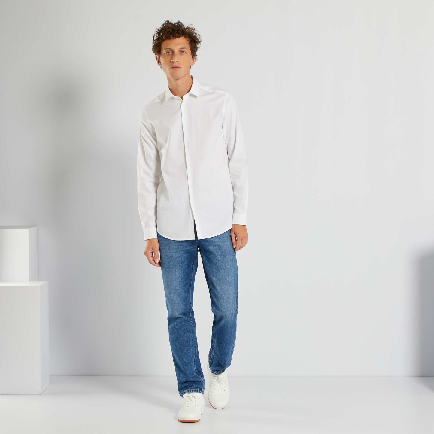Chemise droite unie BLANC