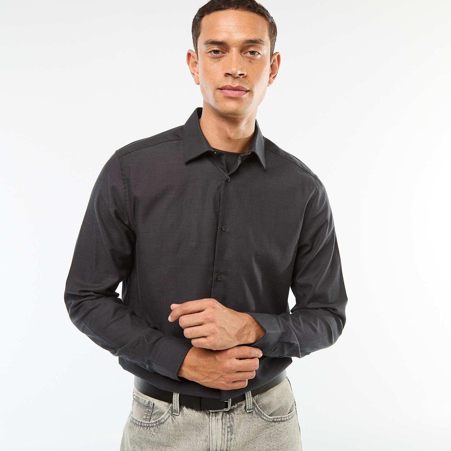 Chemise droite unie NOIR