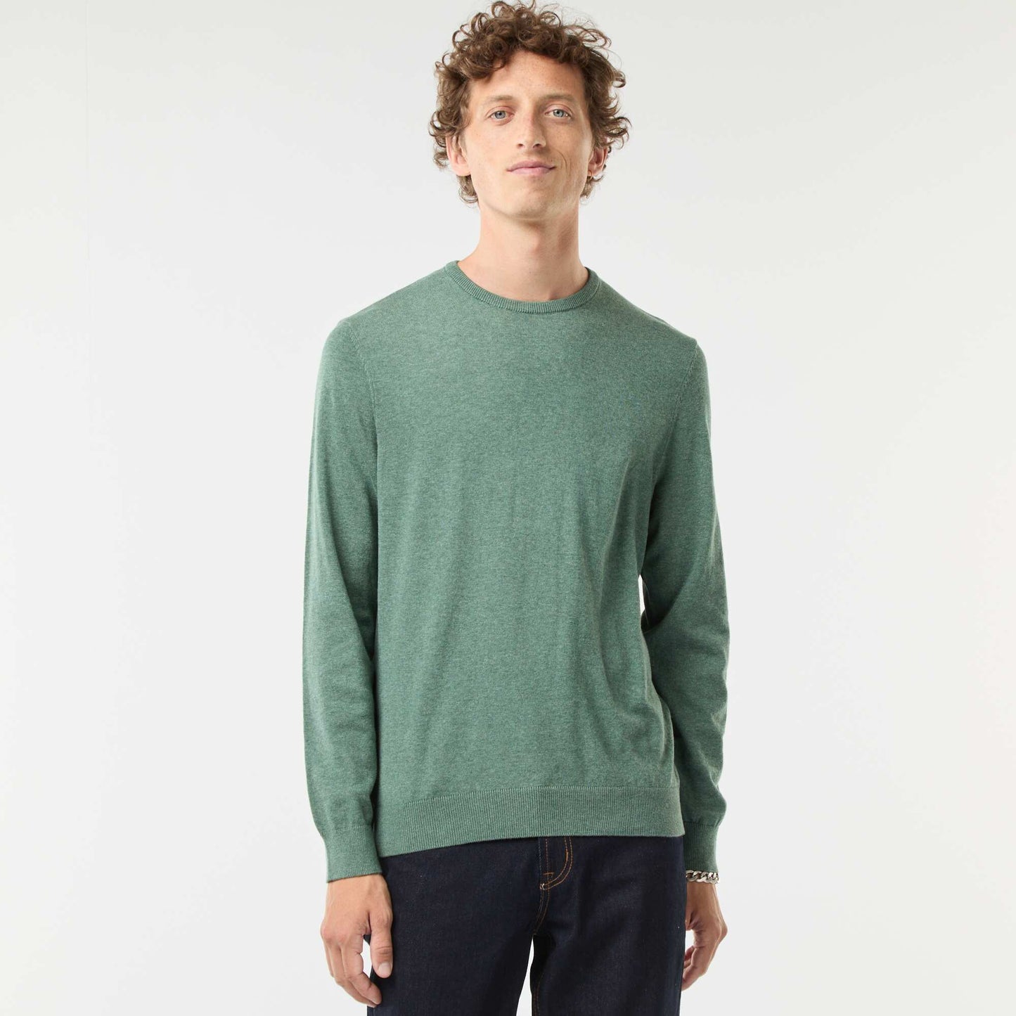 Pull uni à col rond VERT