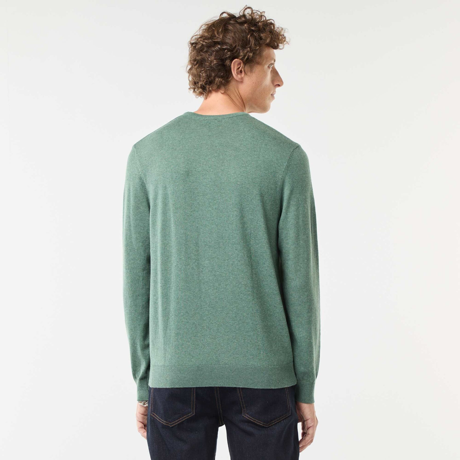Pull uni à col rond VERT