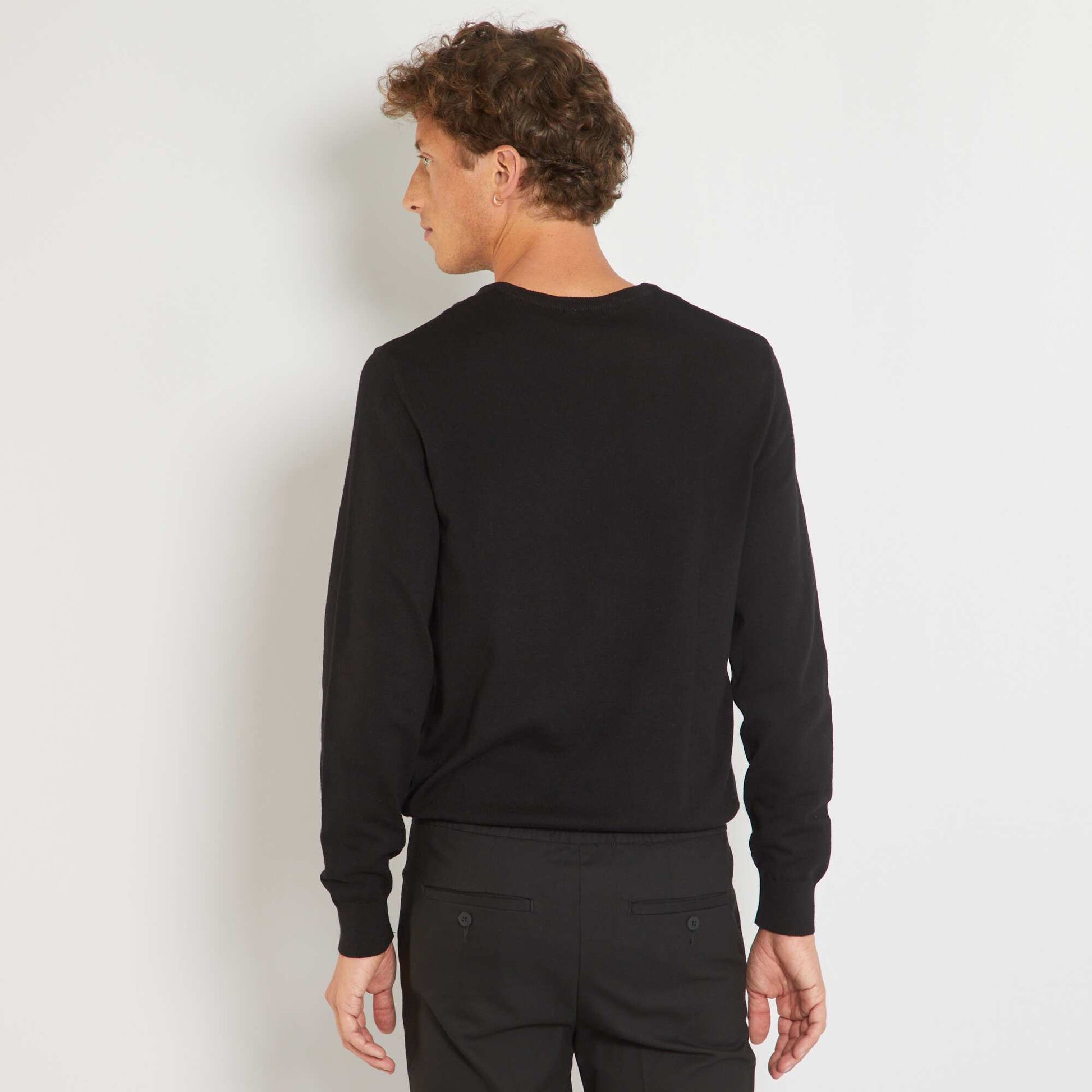 Pull basique en maille unie NOIR
