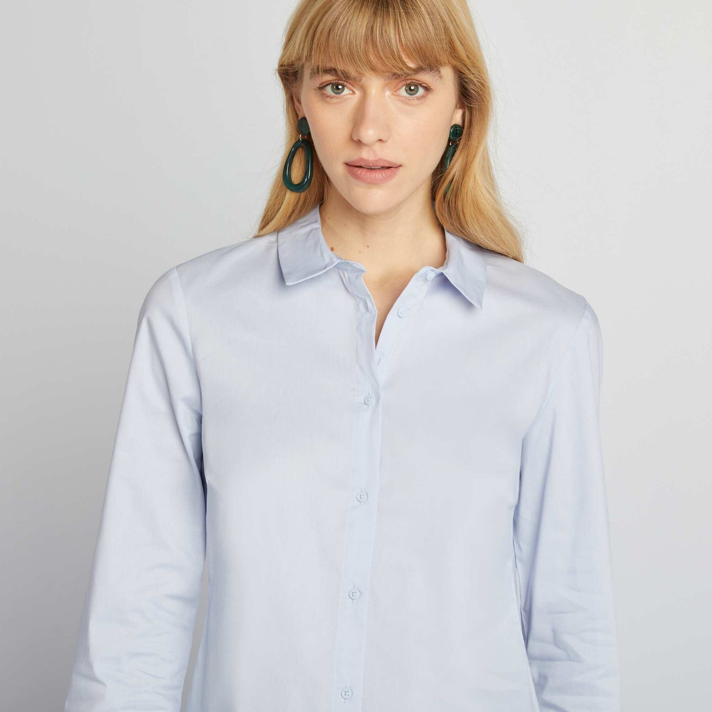 Chemise fittée col italien BLEU