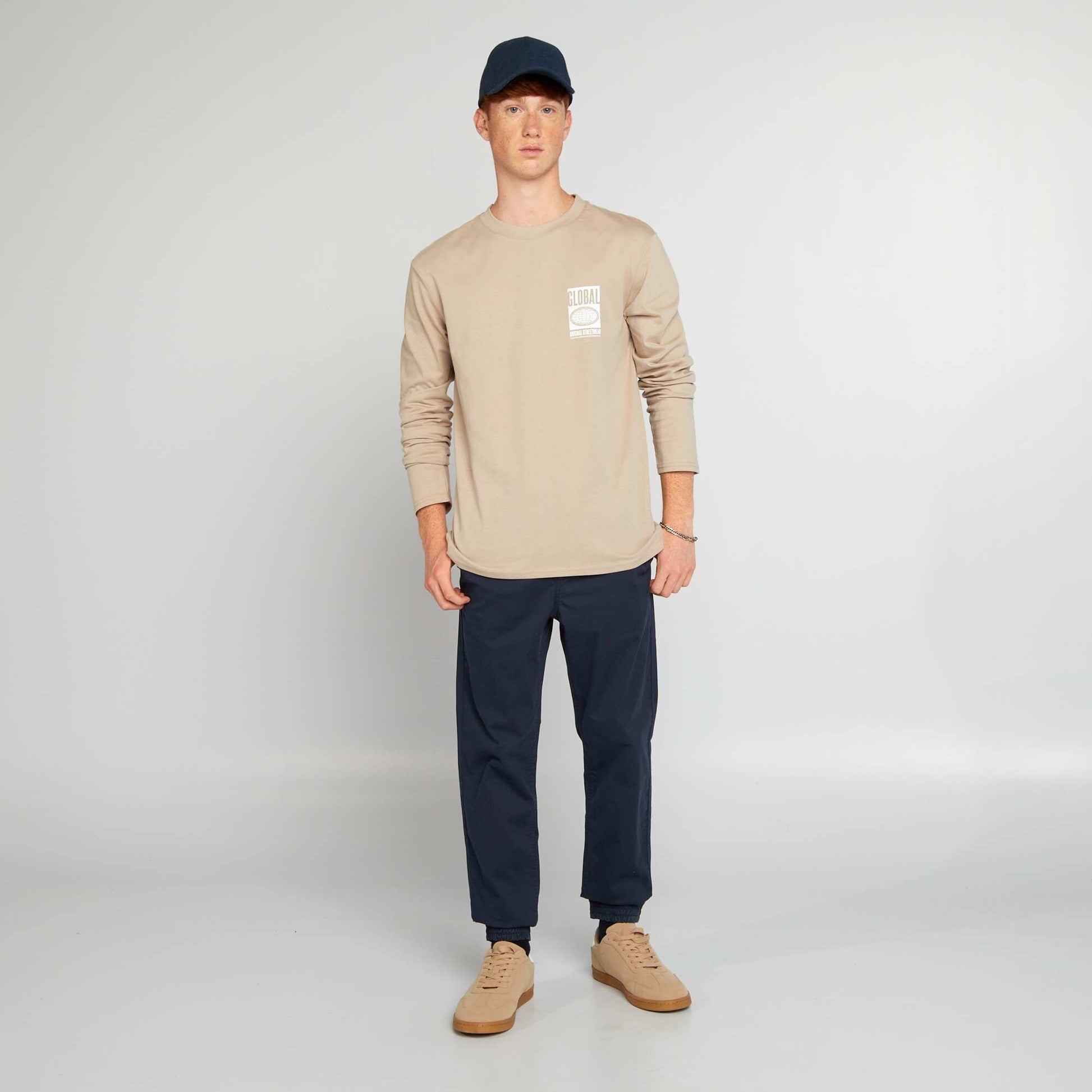 Pantalon esprit 'jogger' BLEU MARINE
