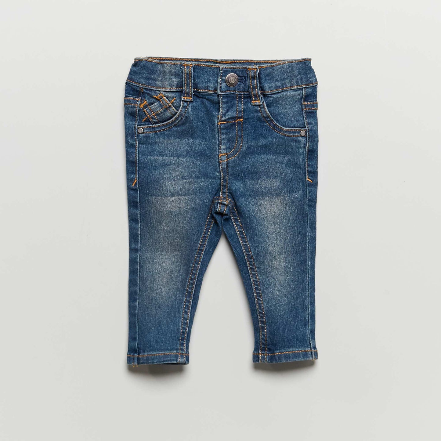 Jean slim stretch à taille ajustable BLEU FONCé