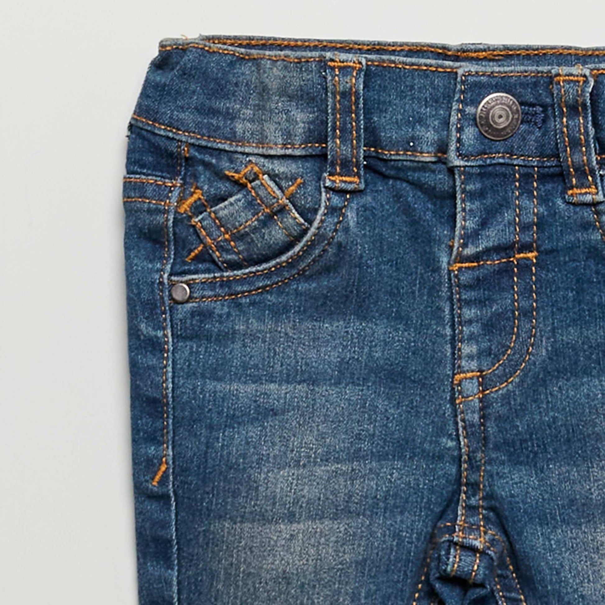 Jean slim stretch à taille ajustable BLEU FONCé