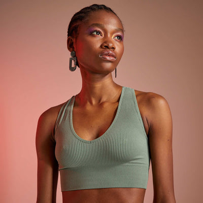 Brassière en maille côtelée VERT