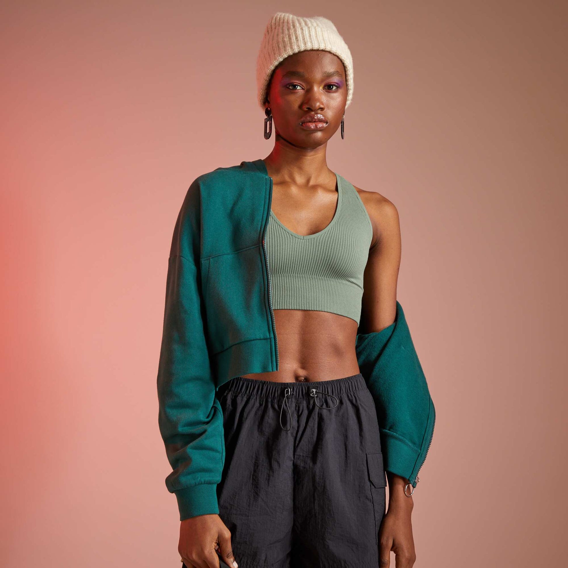 Brassière en maille côtelée VERT