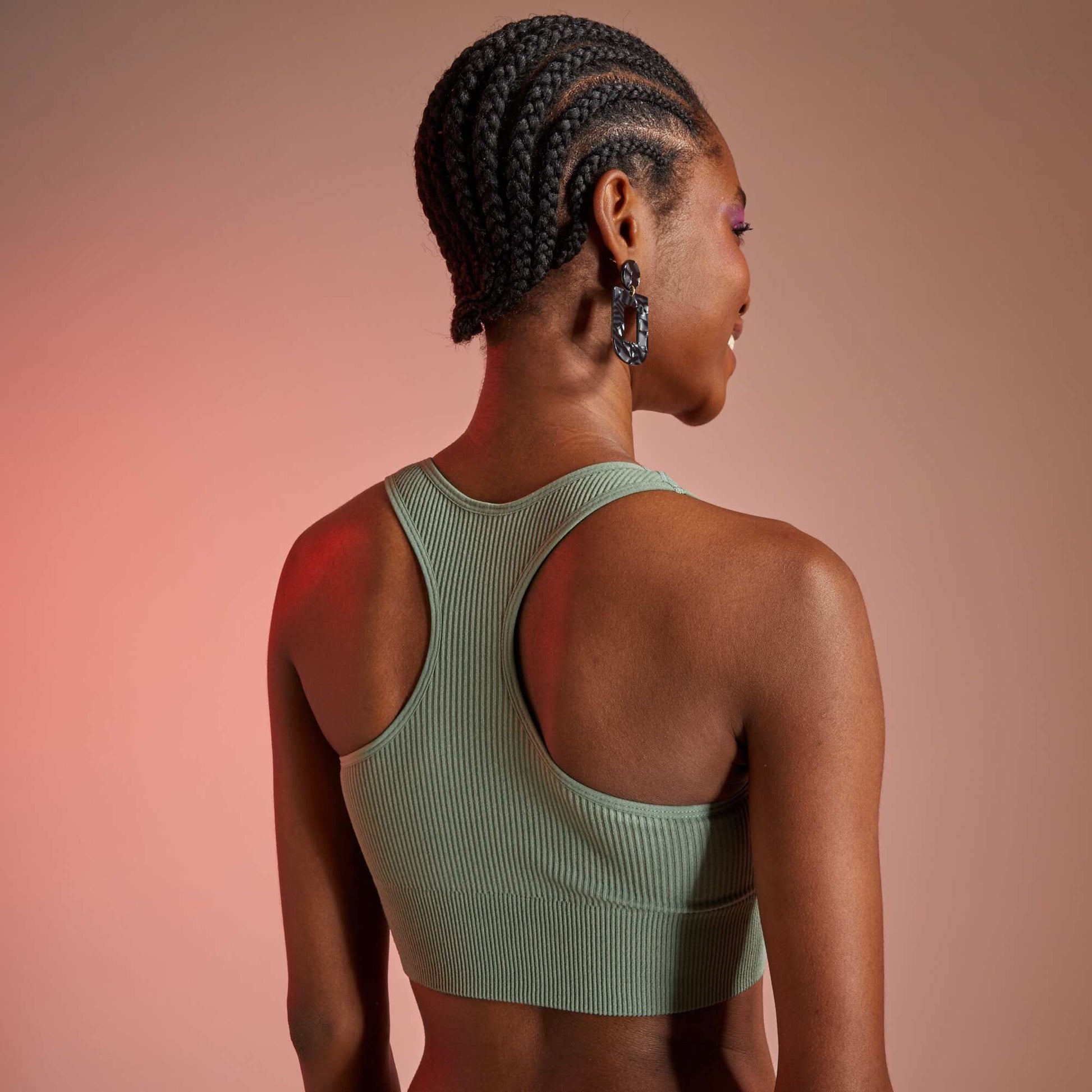 Brassière en maille côtelée VERT