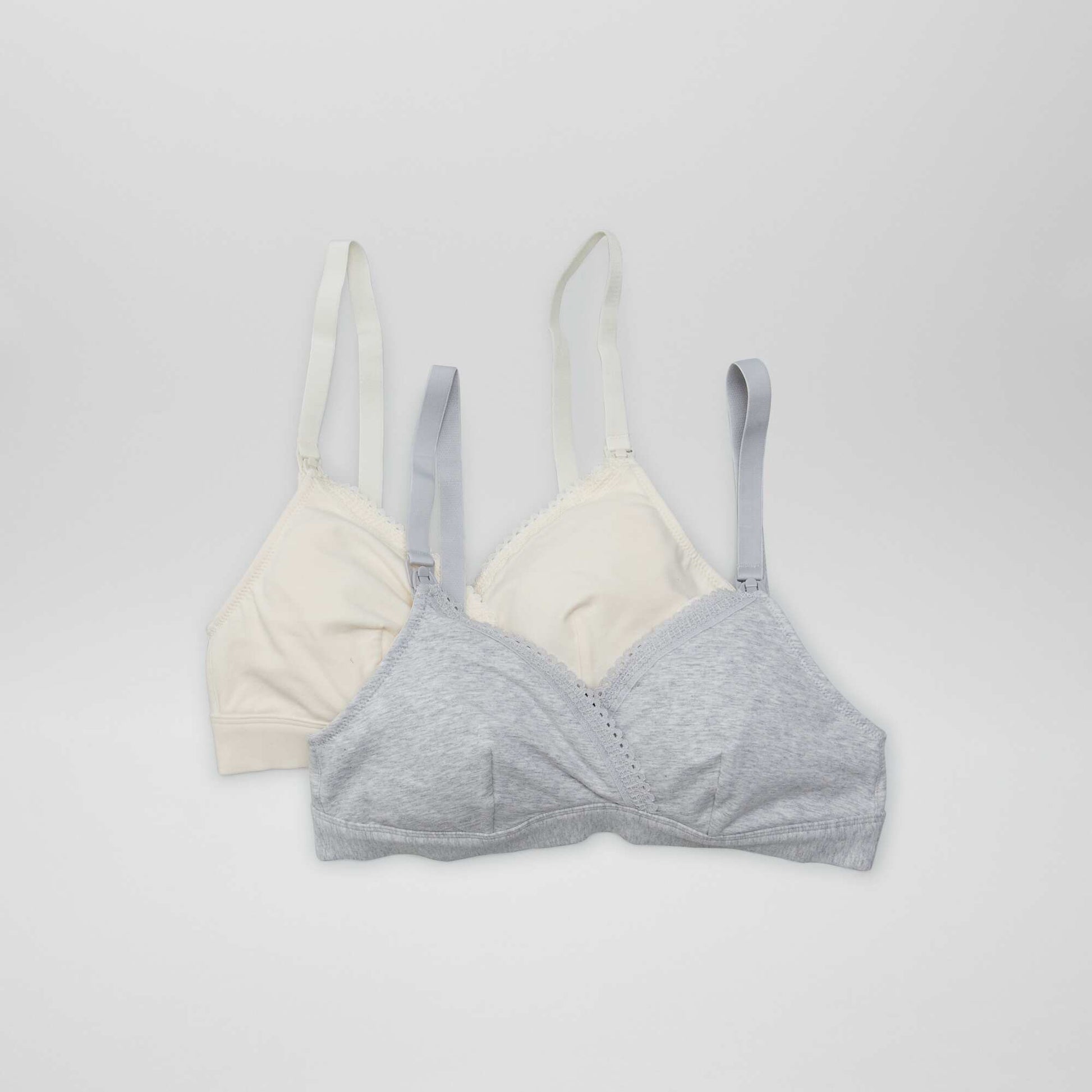 Lot de 2 soutiens-gorge d'allaitement en coton GRIS/BEIGE