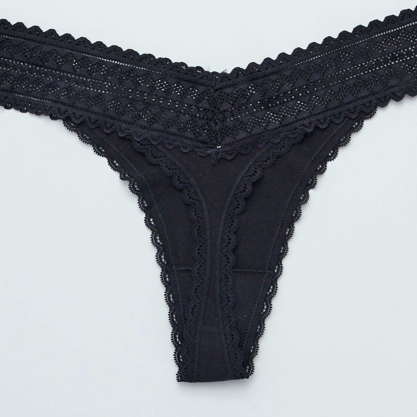 Lot de 3 strings coton et dentelle NOIR