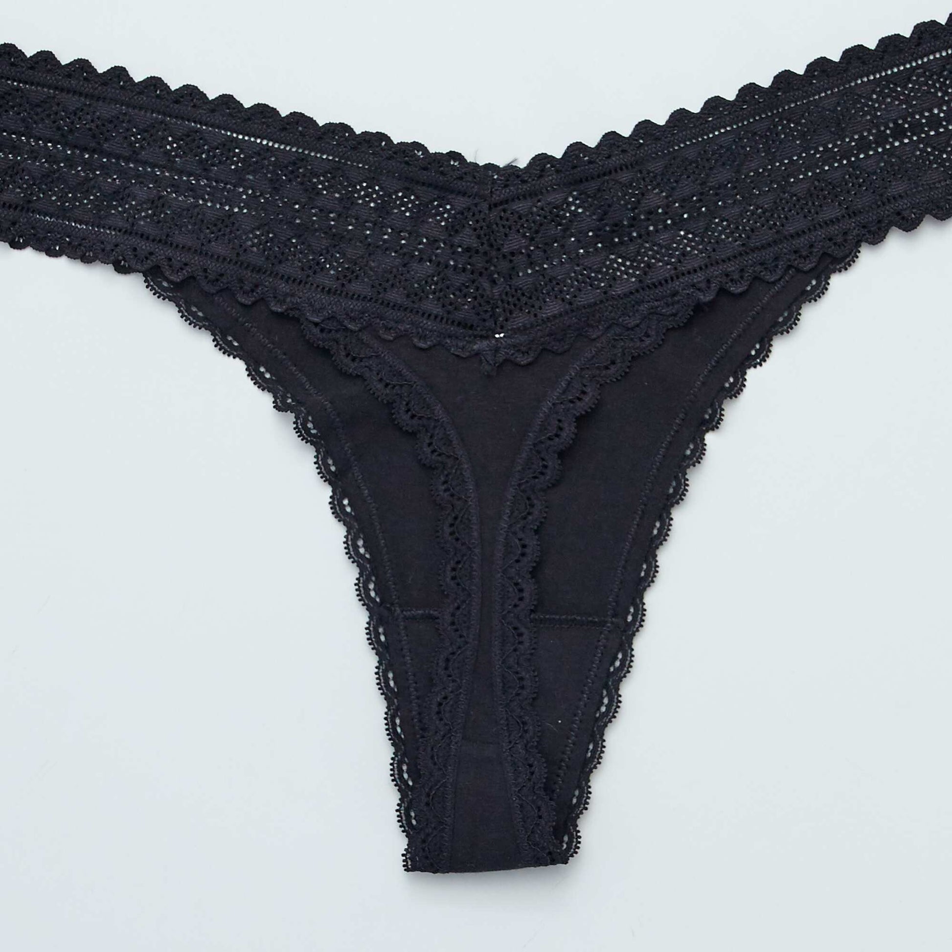 Lot de 3 strings coton et dentelle NOIR