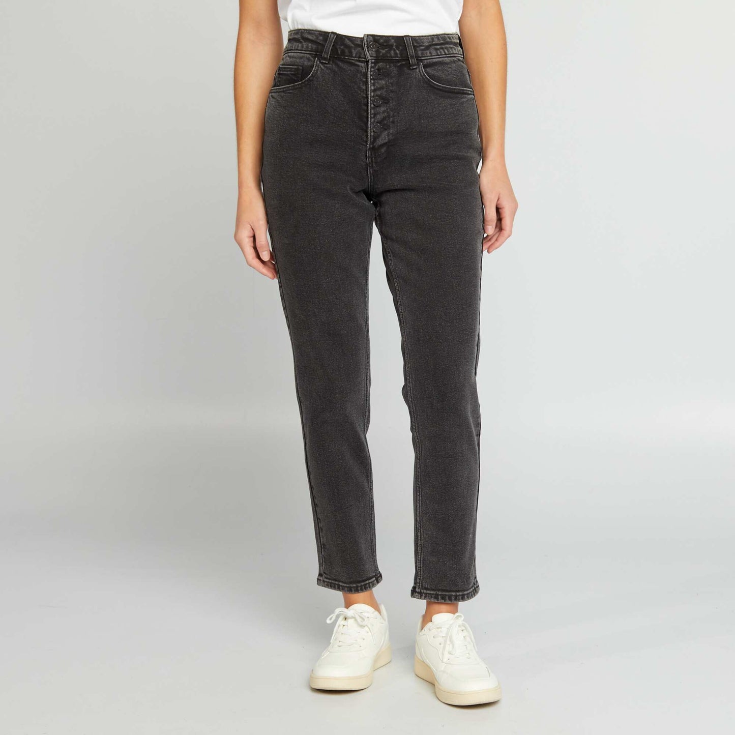 Jean mom à taille très haute - L30 NOIR